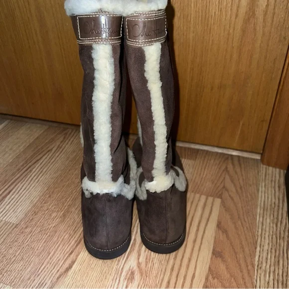 Cole Haan Air Nike Air Sole Lily Brown Suede Shearling Waterproof Boots 10 - Picture 3 of 5